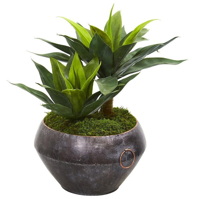 21" Agave Artificial Plant in Metal Bowl