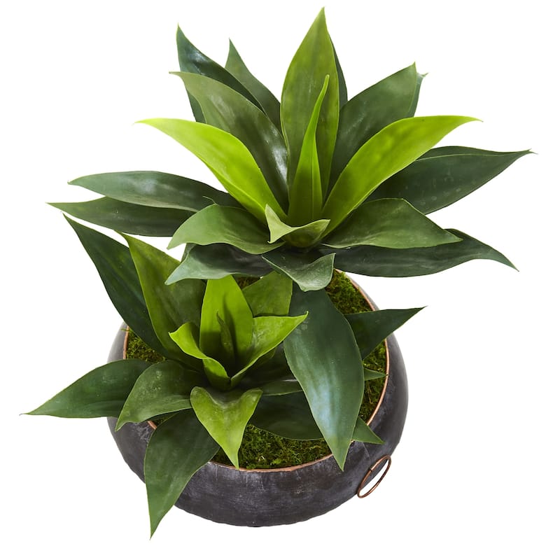 21" Agave Artificial Plant in Metal Bowl