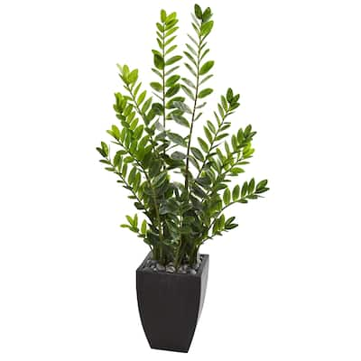 5' Zamioculcas Artificial Plant in Black Planter