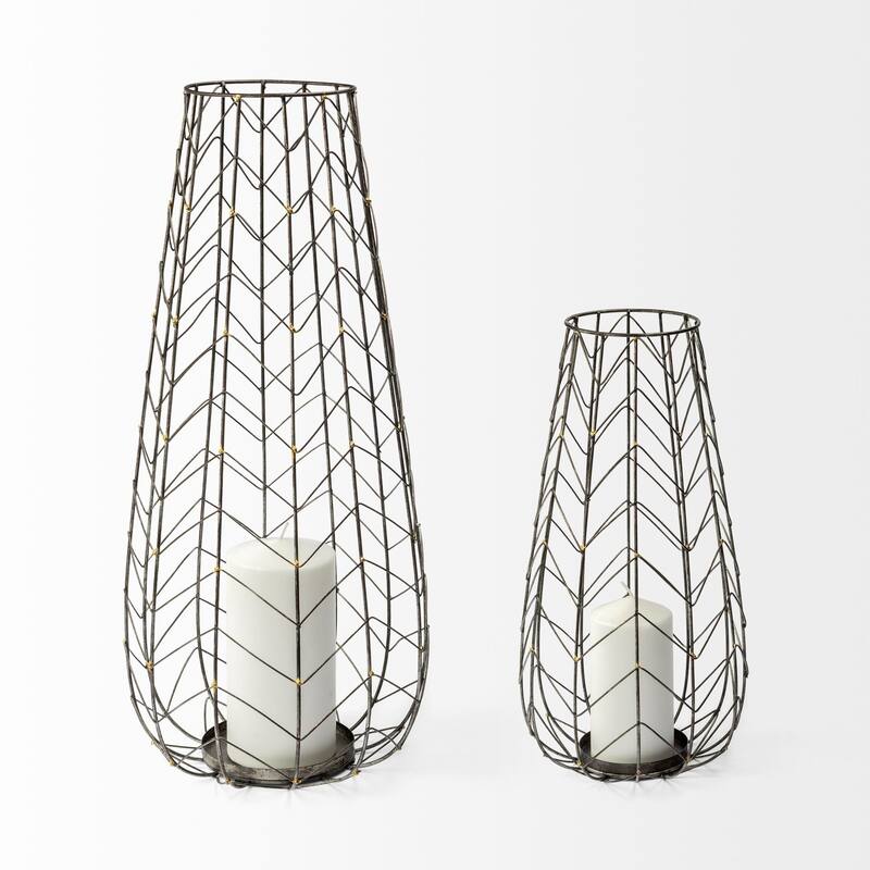 Petiole II Large Gold Toned Metal Table Candle Holder