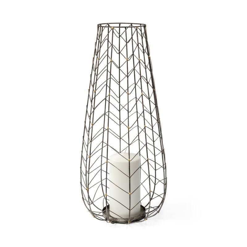 Petiole II Large Gold Toned Metal Table Candle Holder