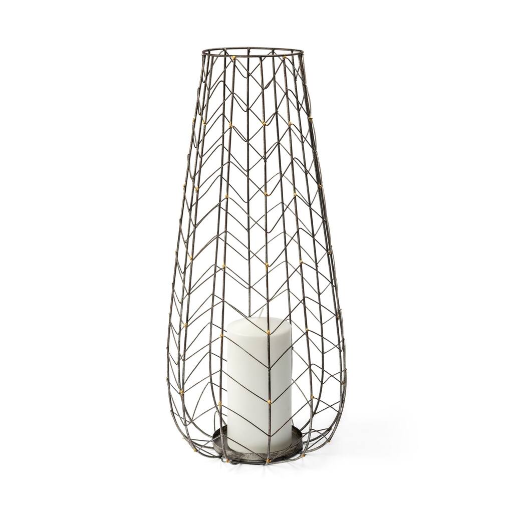 Petiole II Large Gold Toned Metal Table Candle Holder