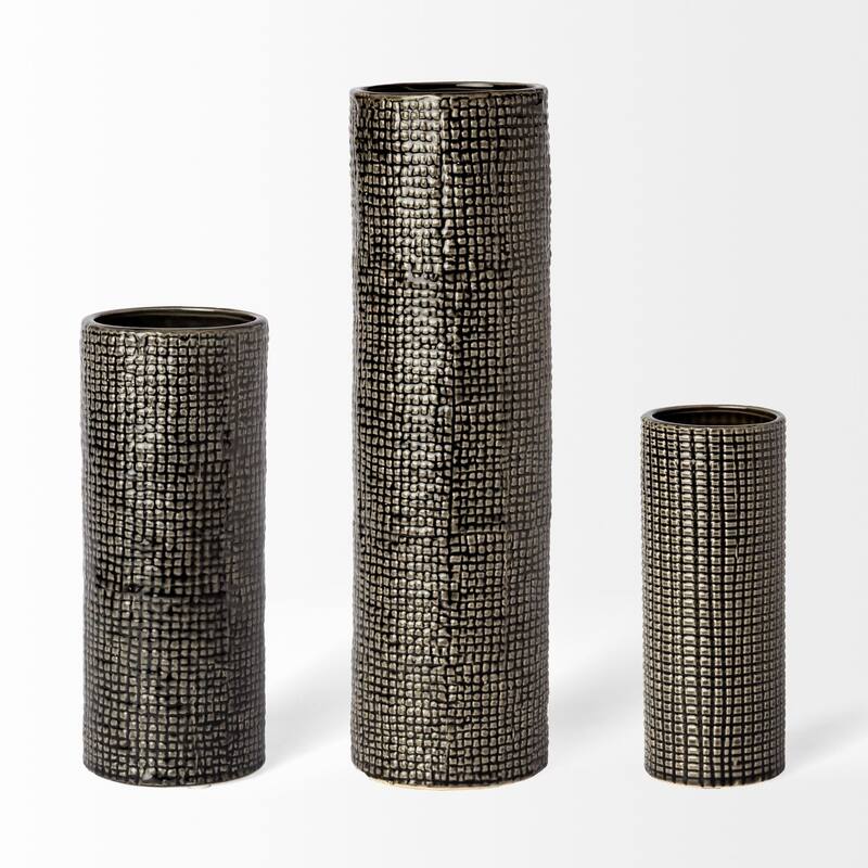 Kona Black And Gold Ceramic Vase (Medium)