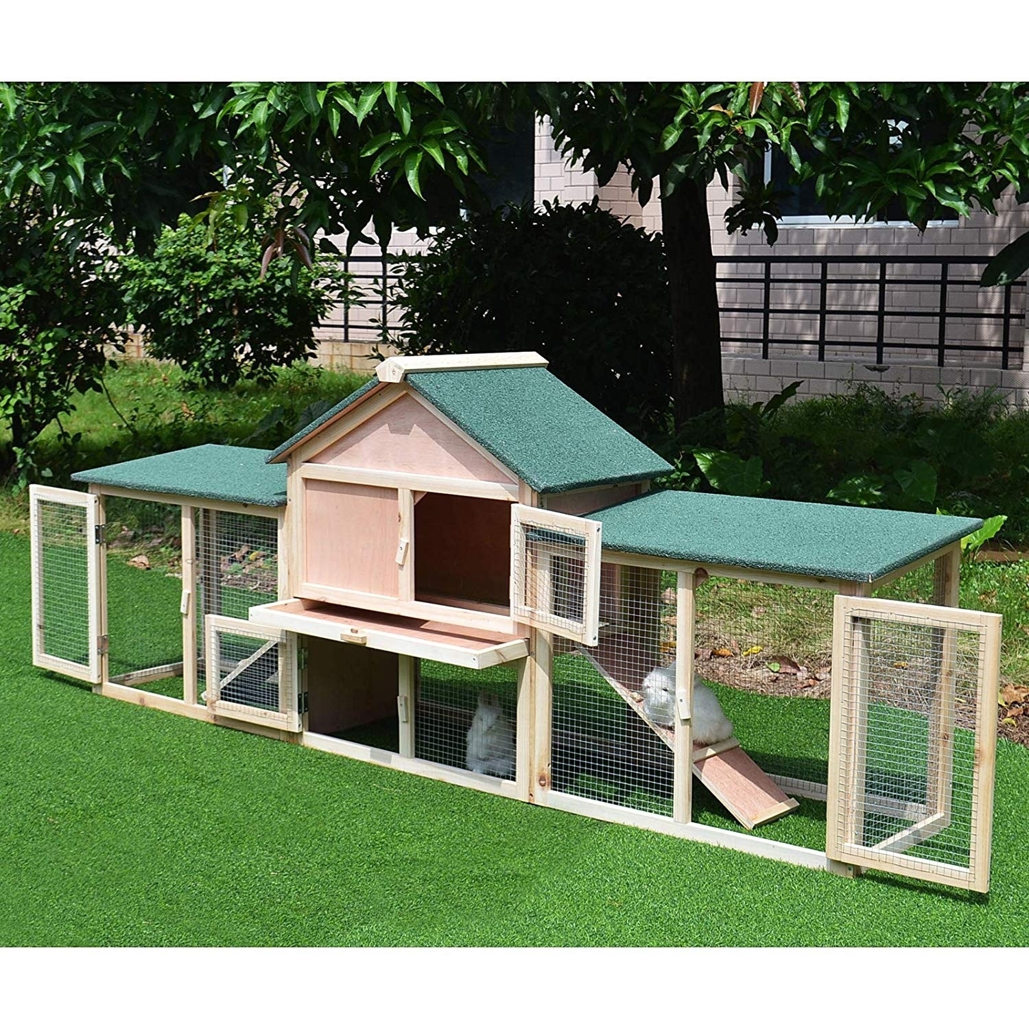 pawhut 2 story rabbit hutch