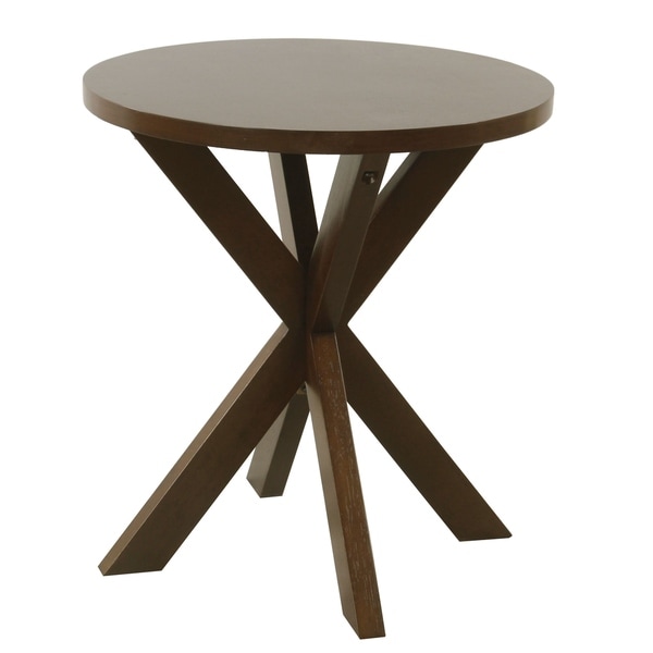 Shop HomePop Dark Walnut Finish Wood Round Modern Accent Table - On ...