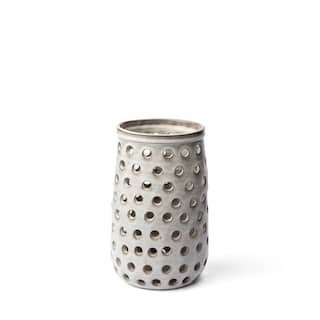 Canasta Off-White Ceramic Perforated Decorative Vase (Small)