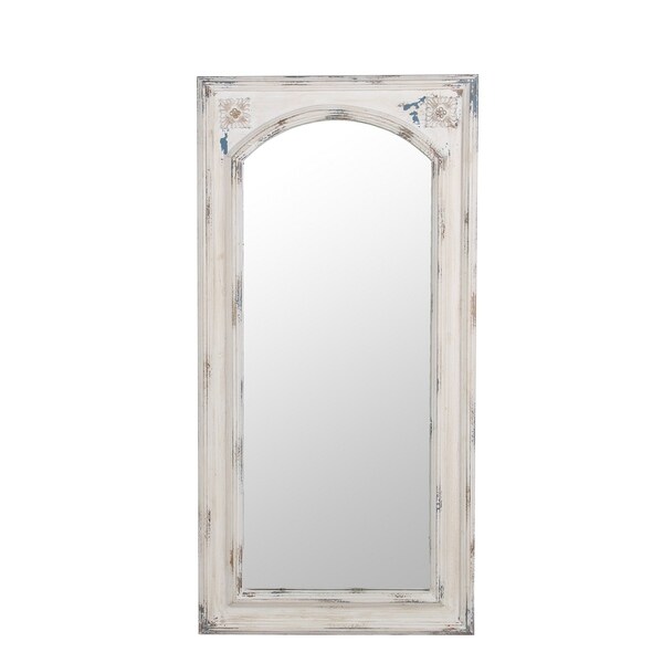 Privilege Antique White Wood Wall Mirror