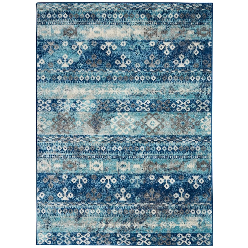 Nourison Persian Vintage Transitional Area Rug - Ivory/Blue - 5' 3" x 7' 3" - Rectangle