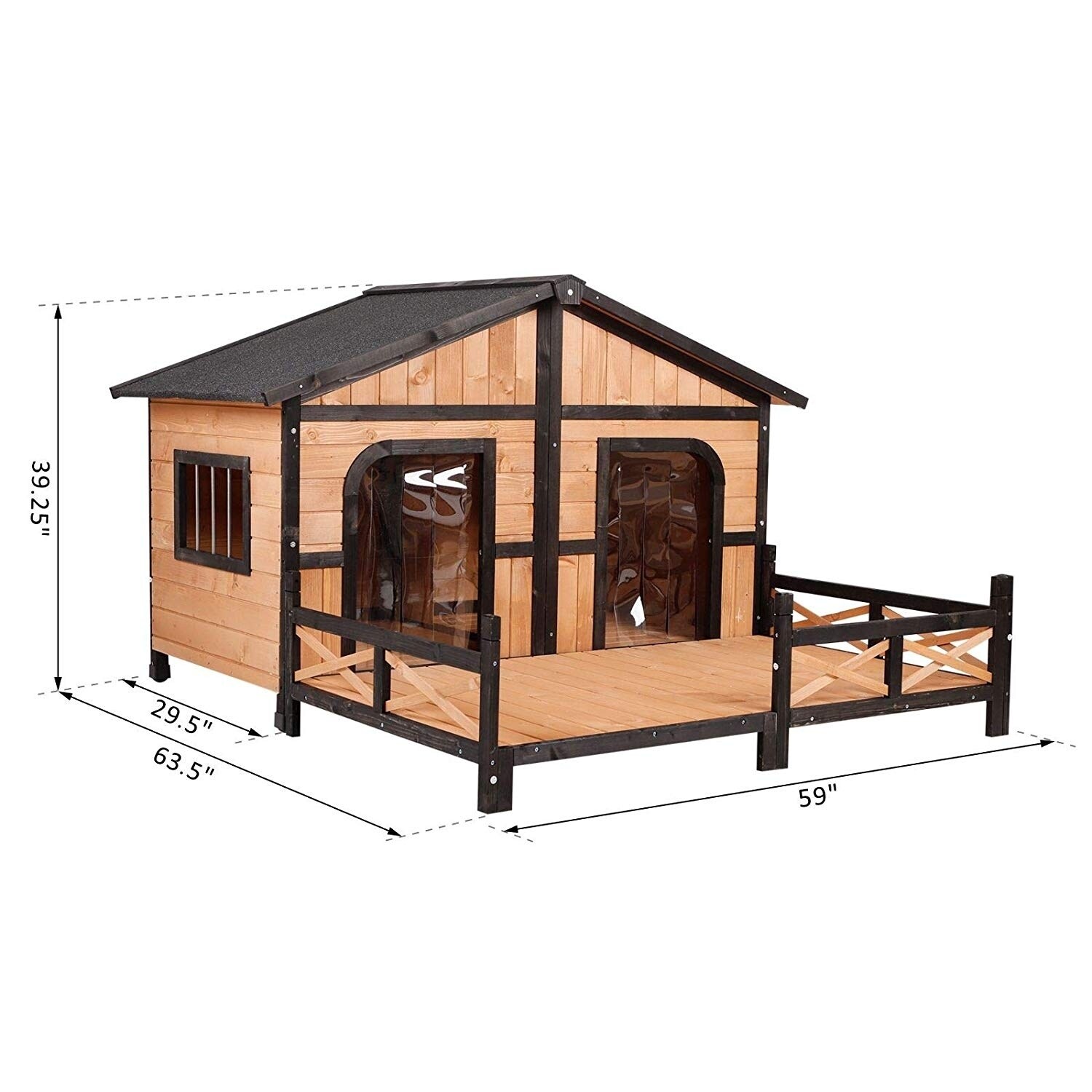 PawHut Elevated Dog House Outdoor, Weatherproof Rustic Log Cabin 