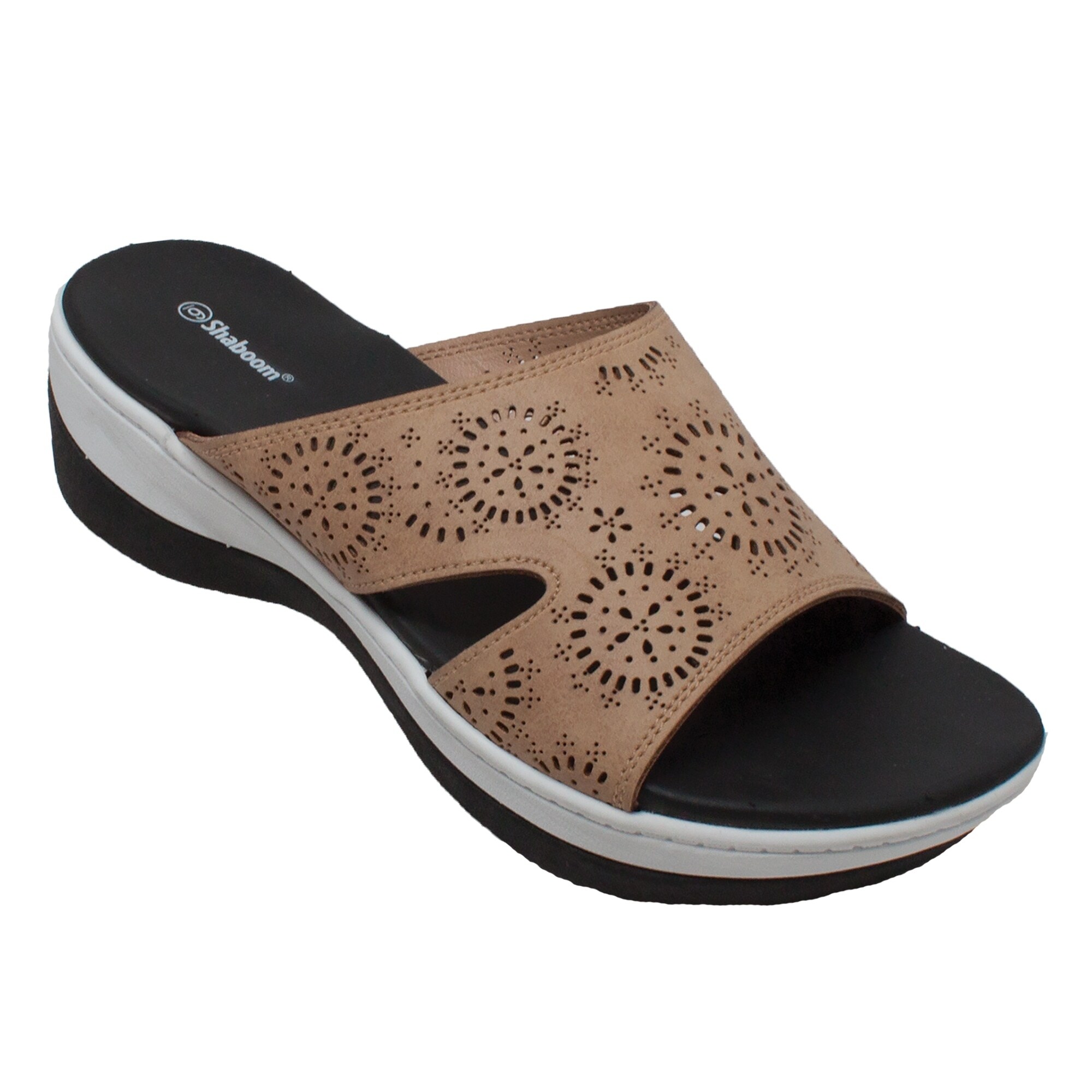 taupe slide sandals