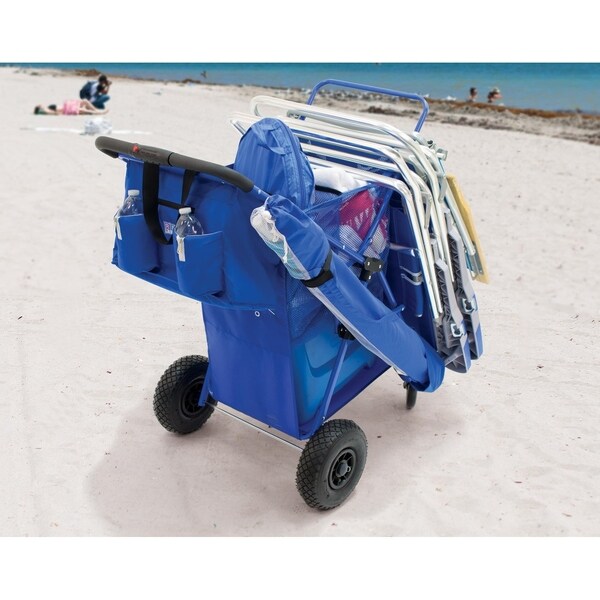 Rio Beach Wonder Wheeler Deluxe Strandwagen - 45 Kg Tragkraft, Faltbar, Marineblau
