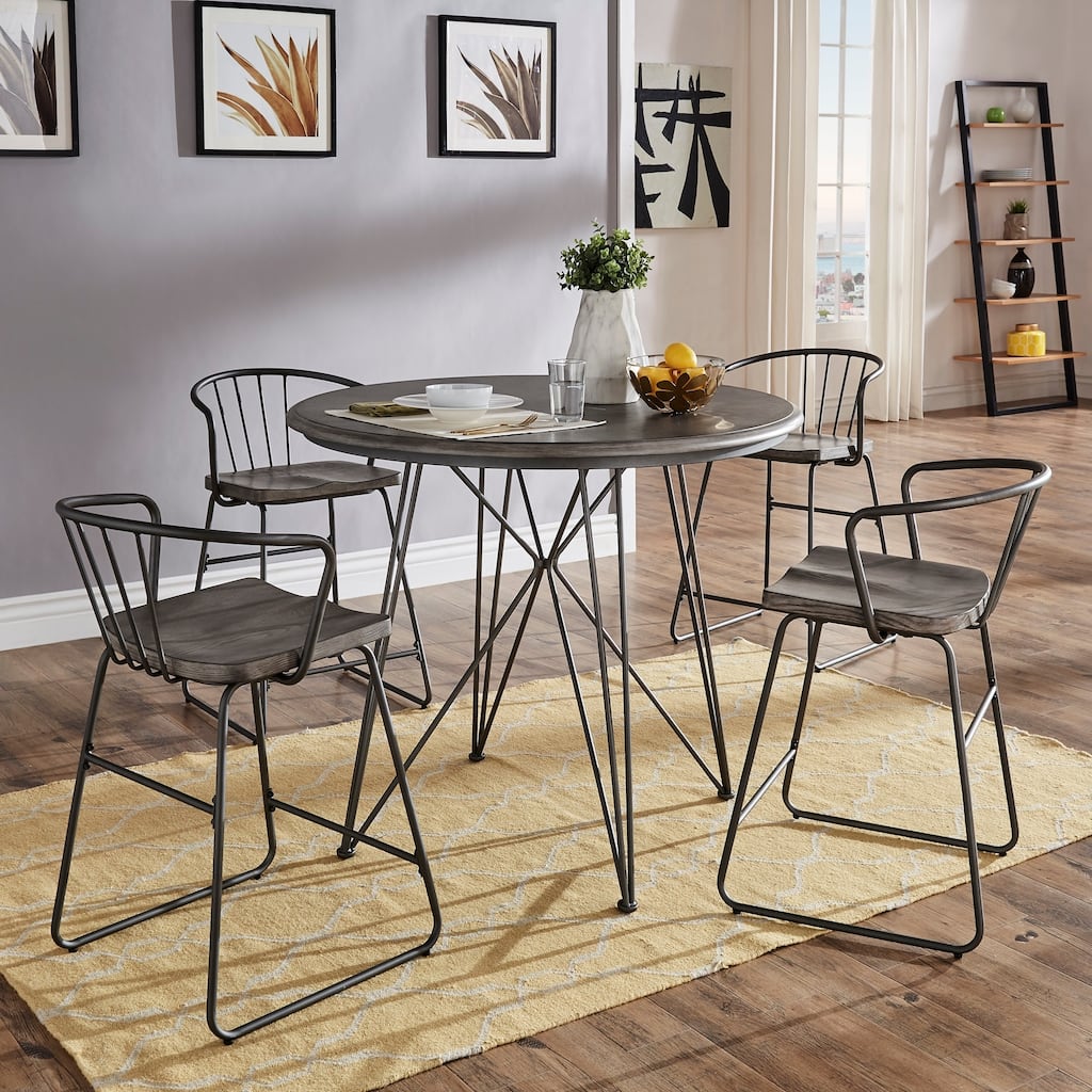 Mabel 42-inch Round Iron and Wood Counter Height Table or Dining Set by iNSPIRE Q Modern