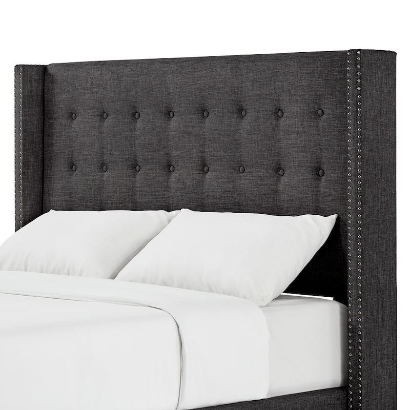 Melina Linen Tufted Wingback Headboard by iNSPIRE Q Bold - Dark Grey - King