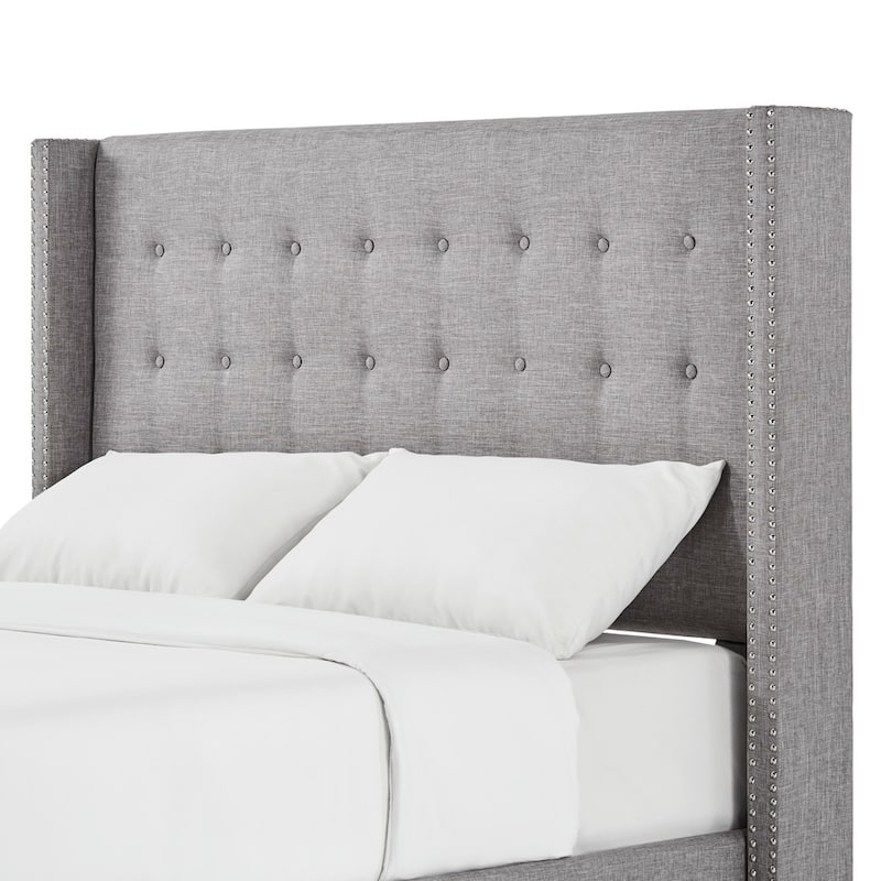 Melina Linen Tufted Wingback Headboard by iNSPIRE Q Bold - Grey - Queen
