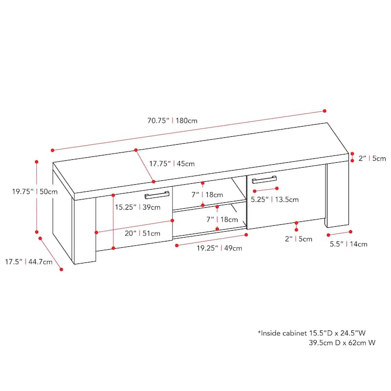Jolie Modern TV Bench for TVs up to 80"