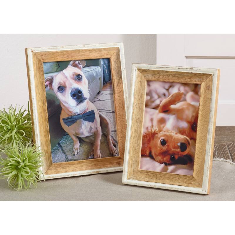 Distressed Wood Two Tone Design Photo Frame
