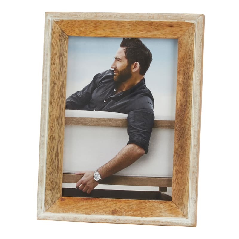 Distressed Wood Two Tone Design Photo Frame