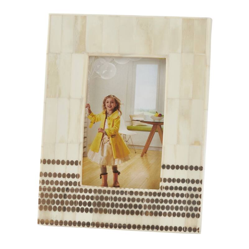 Wide Border Dotted Bone Photo Frame