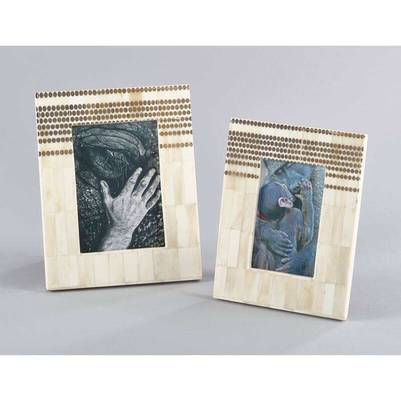 Wide Border Dotted Bone Photo Frame