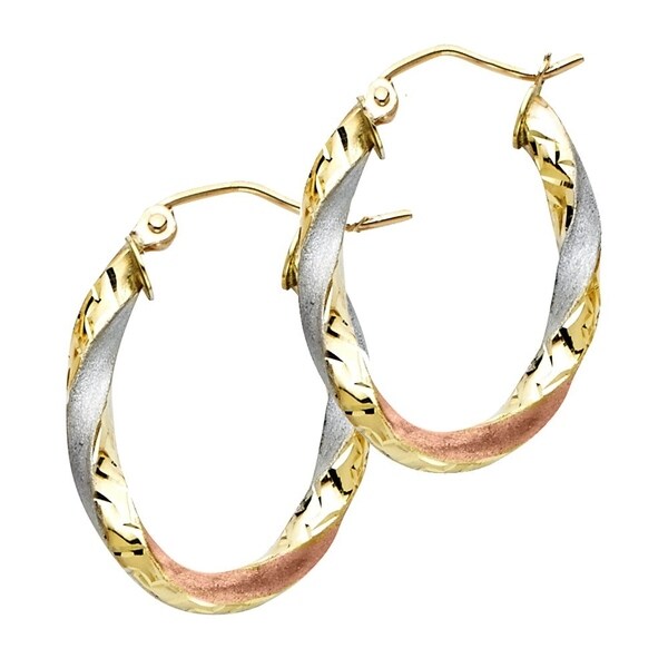 14kt White Gold Long Curled Post Earrings