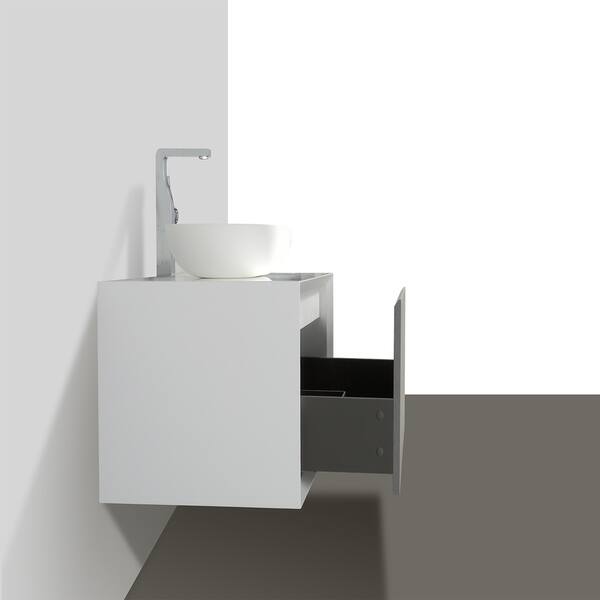 Shop Eviva Santa Monica 36 Inch Gray Wall Mount Bathroom Vanity With Solid Surface Vessel Sink Overstock 27678135