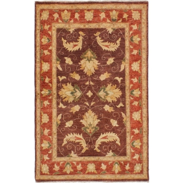 eCarpetGallery Hand-knotted Chobi Finest Burgundy Wool Rug - 3'10 x 6'3