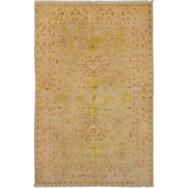 eCarpetGallery Hand-knotted Chobi Finest Tan Wool Rug - 5'1 x 7'9