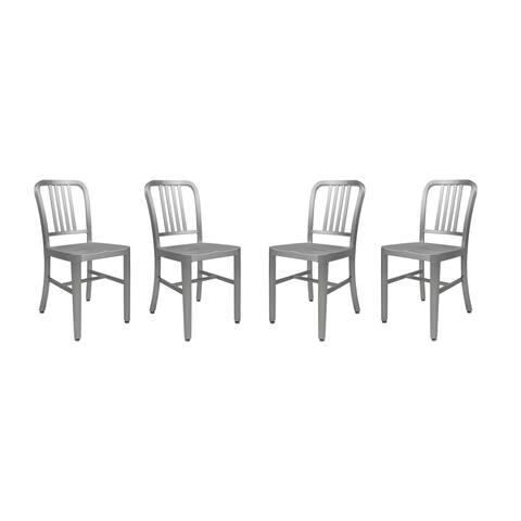 LeisureMod Alton Outdoor Modern Aluminum Dining Side Chair