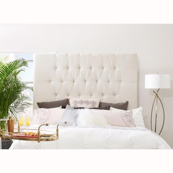 Shop Tall Tufted Cream Upholstered Queen Headboard - On ...