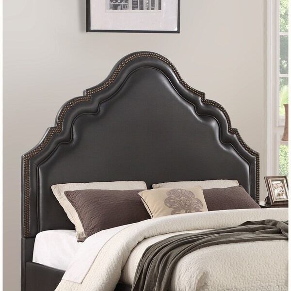 Shop Traditional Black Upholstered King Headboard With Nailhead Trim