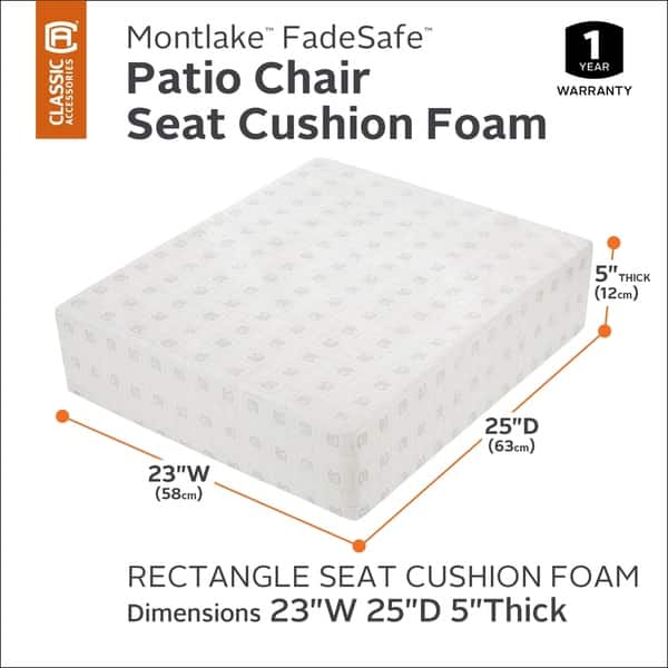 Classic Accessories Patio Lounge Seat Cushion Foam - 5