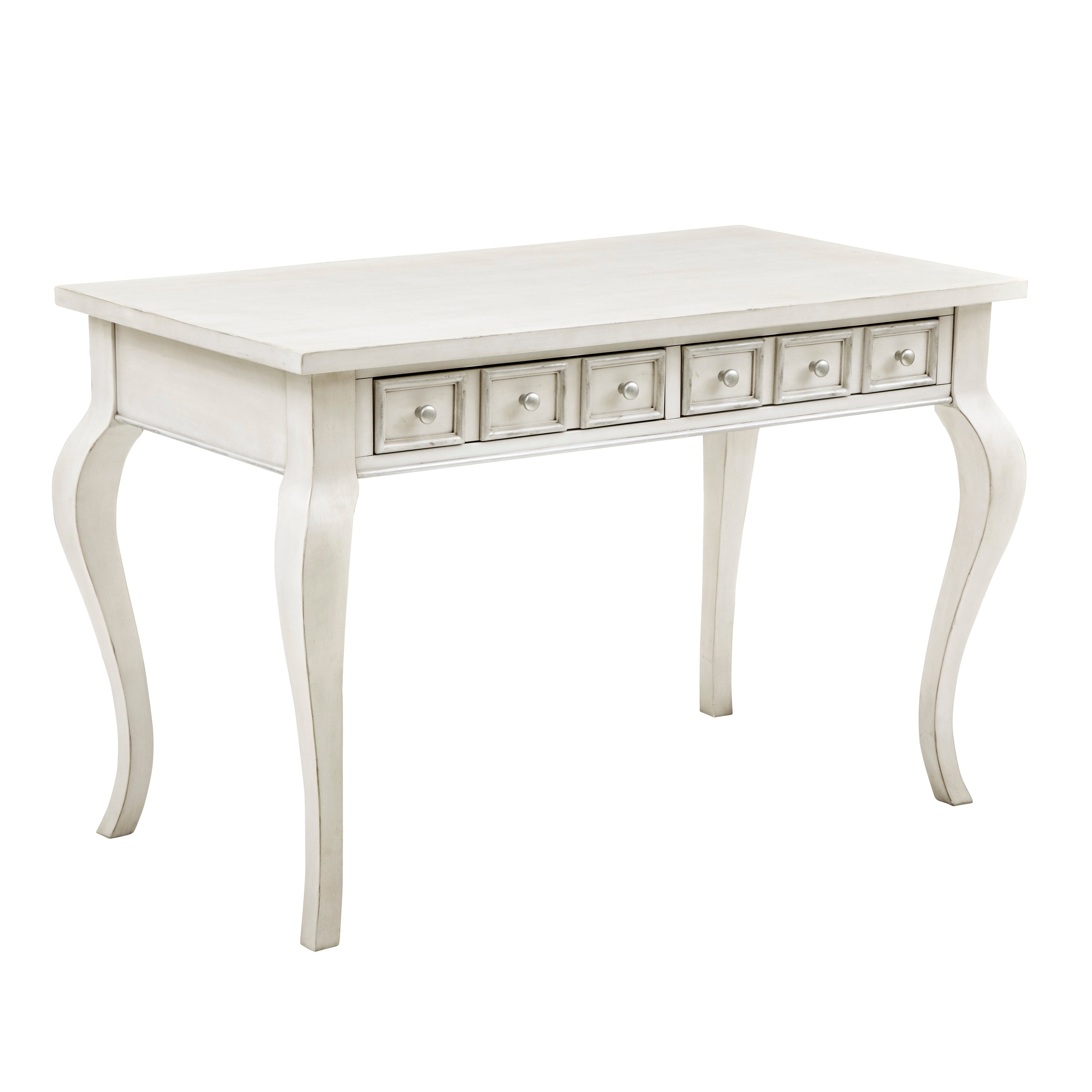 Traditional Light Grey Painted Finish Two Drawer Writing Desk