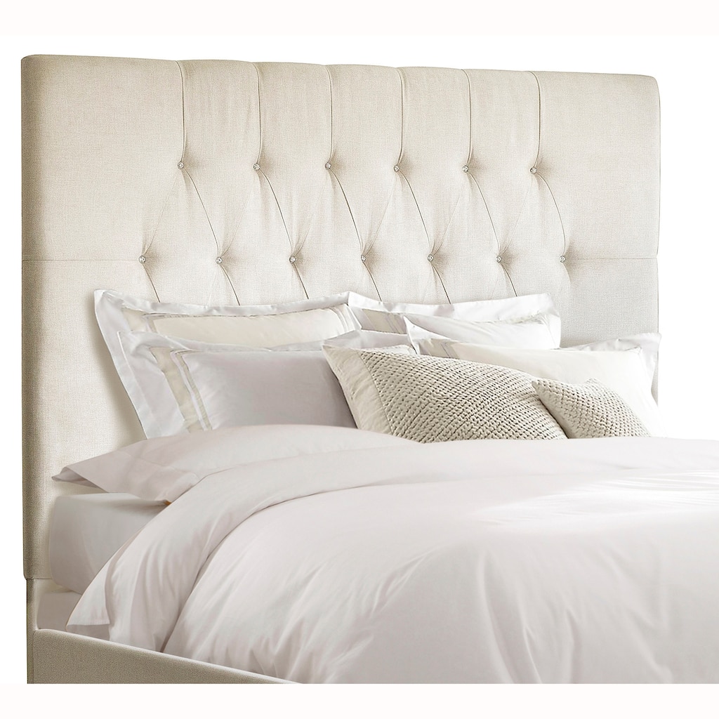 Tall Tufted Cream Upholstered King Headboard