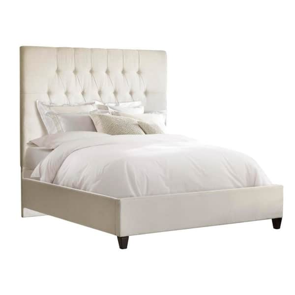 Tall Tufted Cream Upholstered King Bed On Tall Tufted Cream Upholstered King Bed