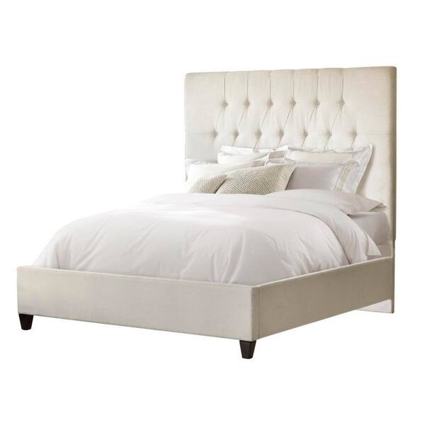 Tall Tufted Cream Upholstered King Bed On Tall Tufted Cream Upholstered King Bed