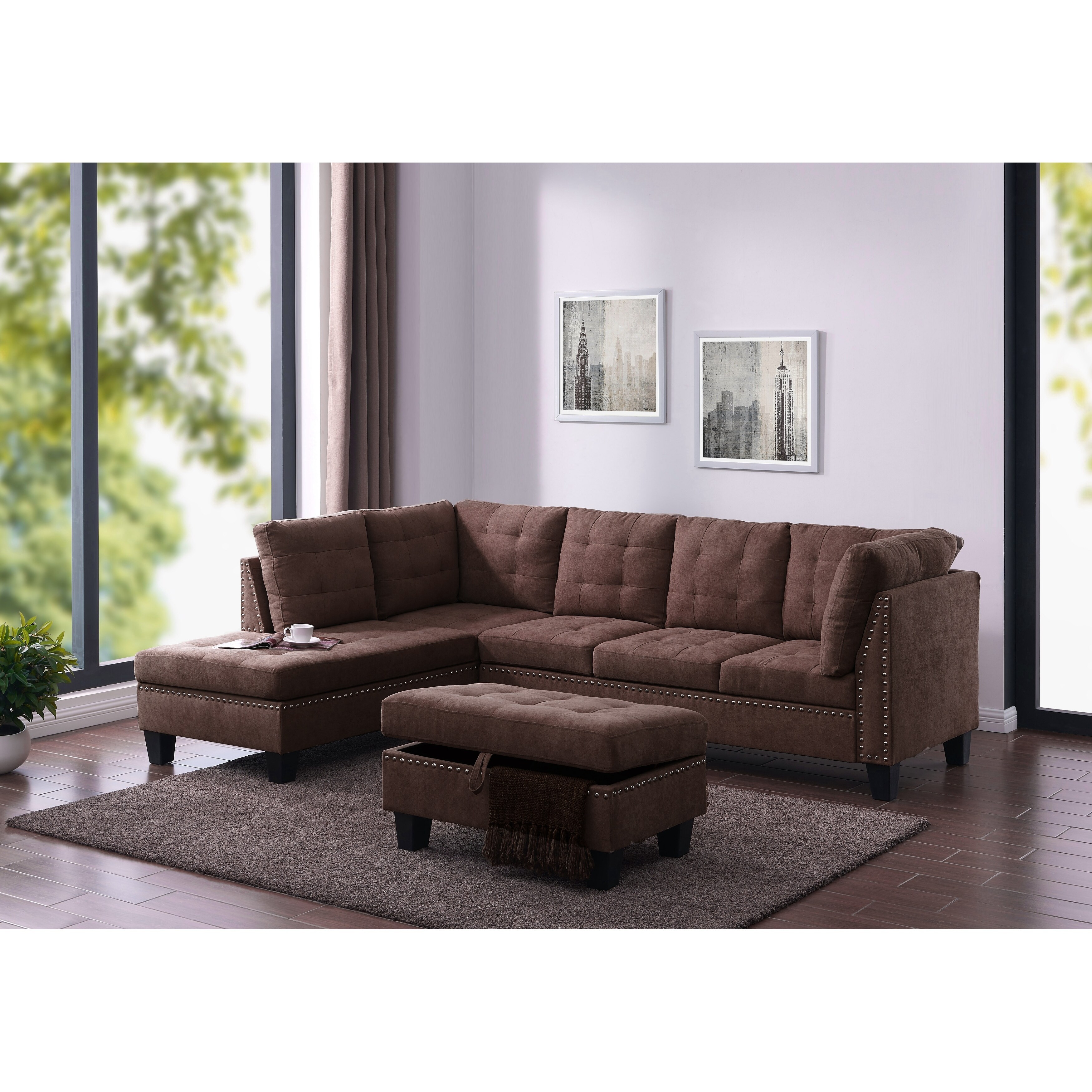 Shop Caldera Microfiber Sectional Free Shipping Today