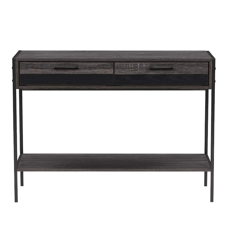 CorLiving Distressed Carbon Grey Entryway Table with 2 Drawers and Shelf