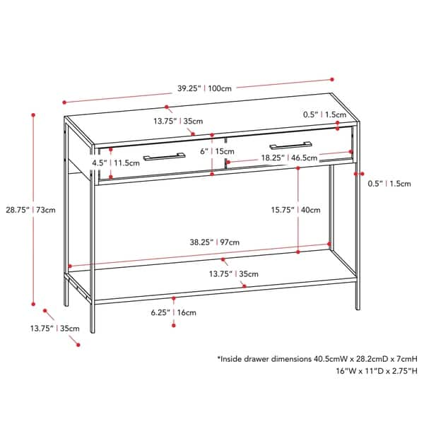 CorLiving Distressed Carbon Grey Entryway Table with 2 Drawers and ...