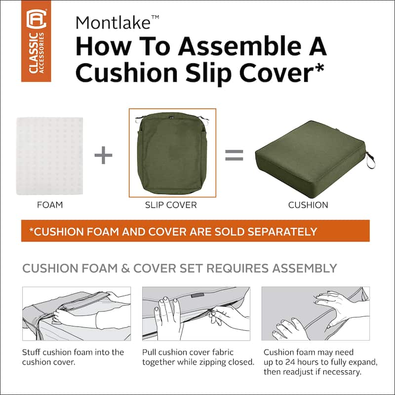 Montlake FadeSafe Patio Dining Back Cushion Slip Cover - 2" Thick -Heavy Duty Outdoor Patio Cushion with Water Resistant Backing
