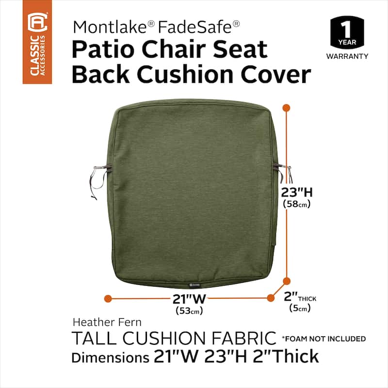 Montlake FadeSafe Patio Dining Back Cushion Slip Cover - 2" Thick -Heavy Duty Outdoor Patio Cushion with Water Resistant Backing