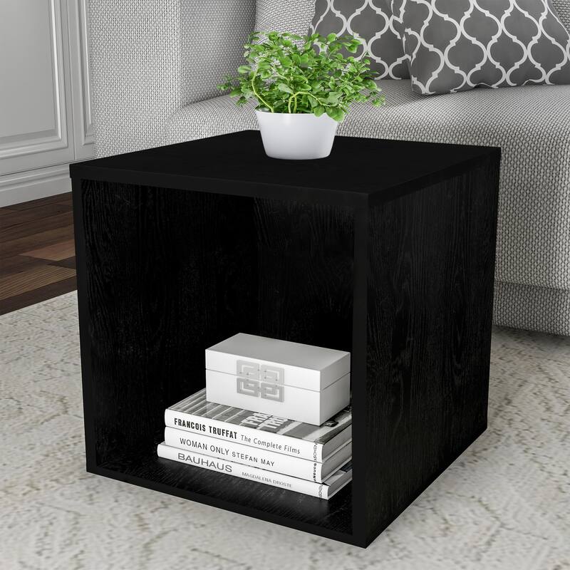 End Table- Stackable Contemporary Minimalist Modular Cube Accent Table or Shadowbox by Lavish Home