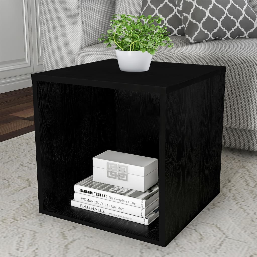 End Table- Stackable Contemporary Minimalist Modular Cube Accent Table or Shadowbox by Lavish Home