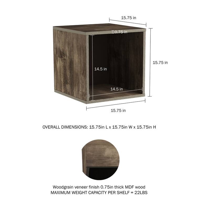 End Table- Stackable Contemporary Minimalist Modular Cube Accent Table or Shadowbox by Lavish Home
