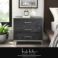 Nicole Miller Dave Side Table/ Accent Table/ Nightstand, 3 Drawers