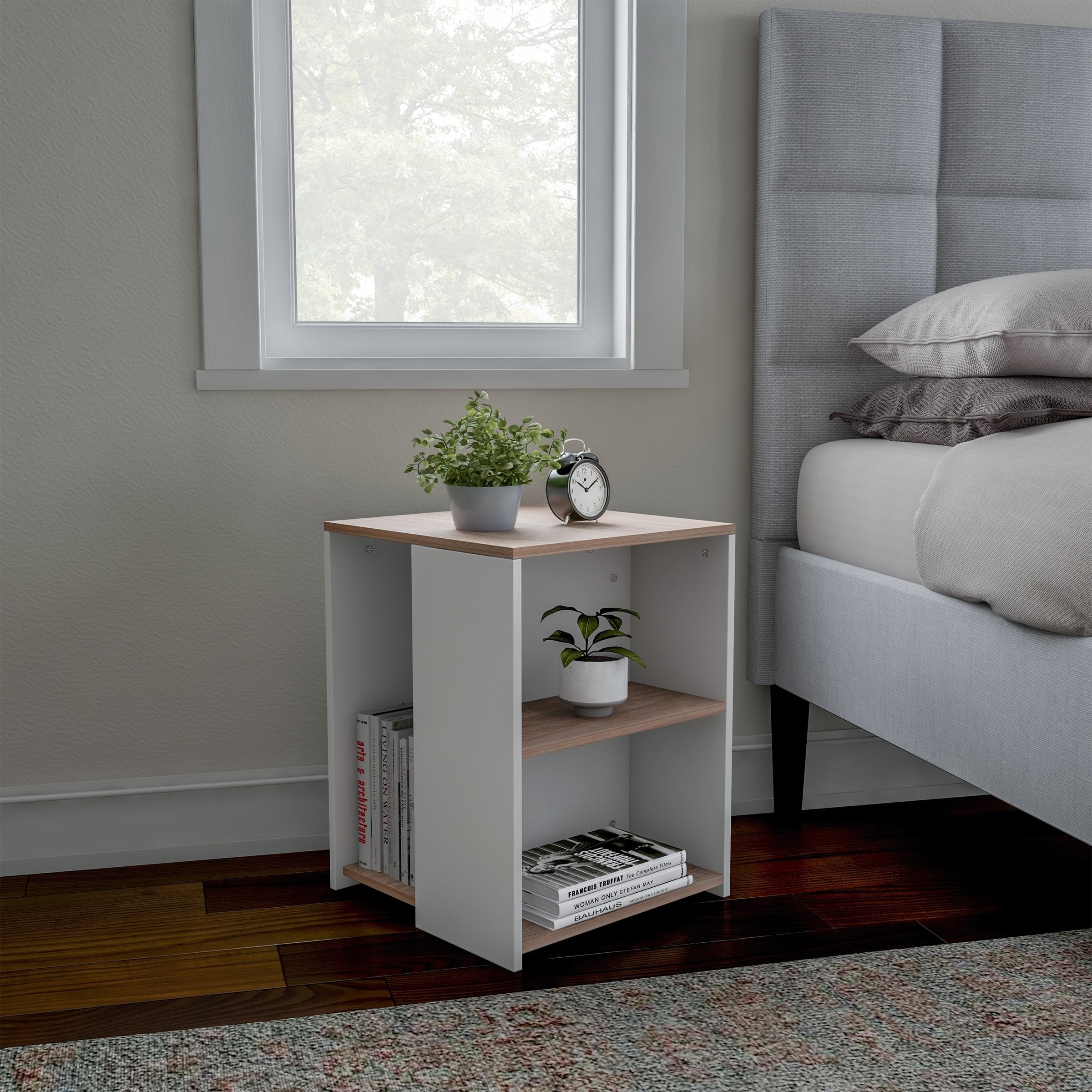 Shop Porch Den Hartford Brown White Cube Accent Side Table With Open Shelves Overstock 27679251