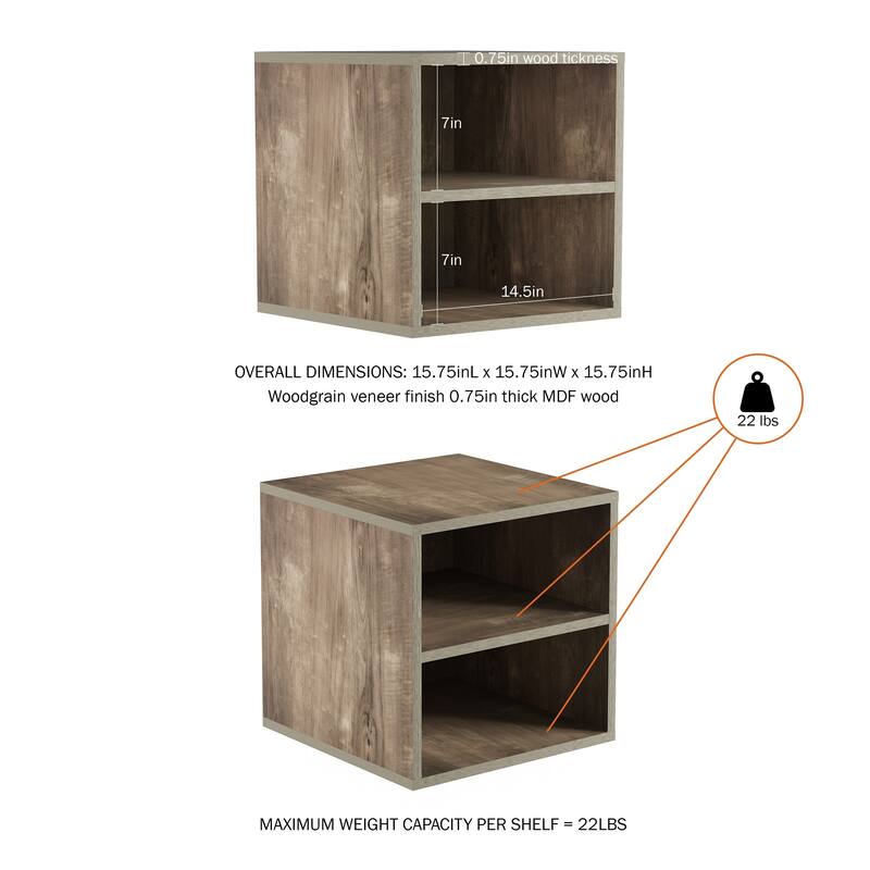 Porch & Den Hartley Contemporary Modular Cube Black End Table with ...