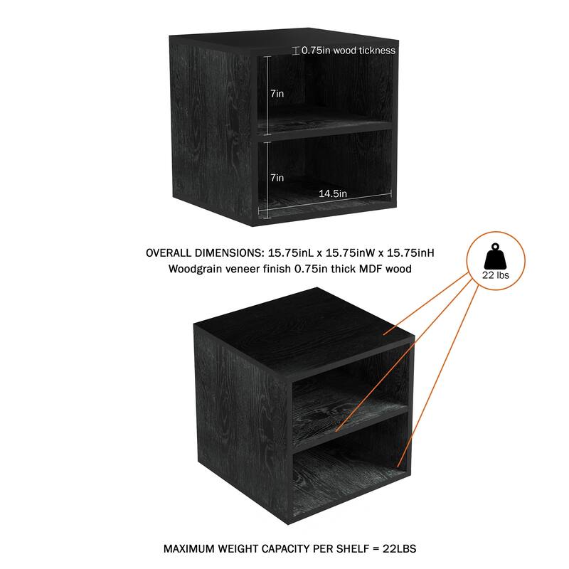 Porch & Den Hartley Contemporary Modular Cube Black End Table with ...