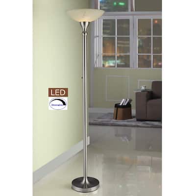 Artiva 71" LED Torchiere Floor Lamp with Alabaster Glass Shade and Dimmer