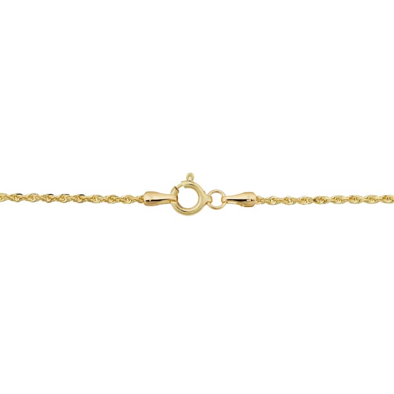 14k Yellow Gold 1.5 millimeter Rope Chain Anklet (10 inches)