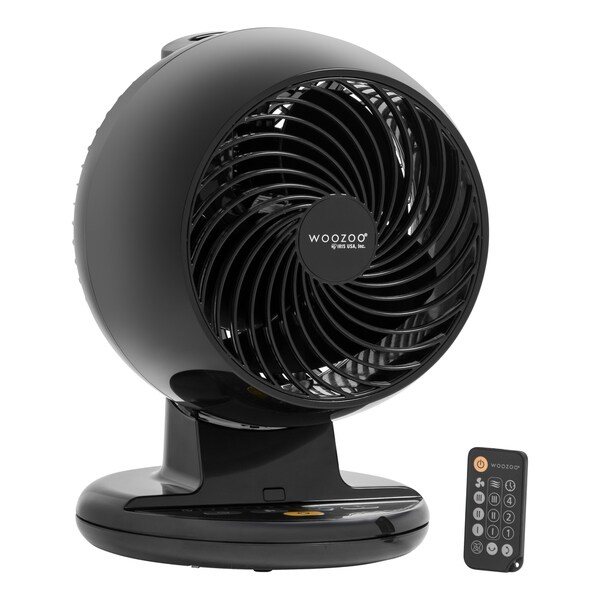 Woozoo C18T Whole Room Oscillating Circulating Fan With Remote, Black